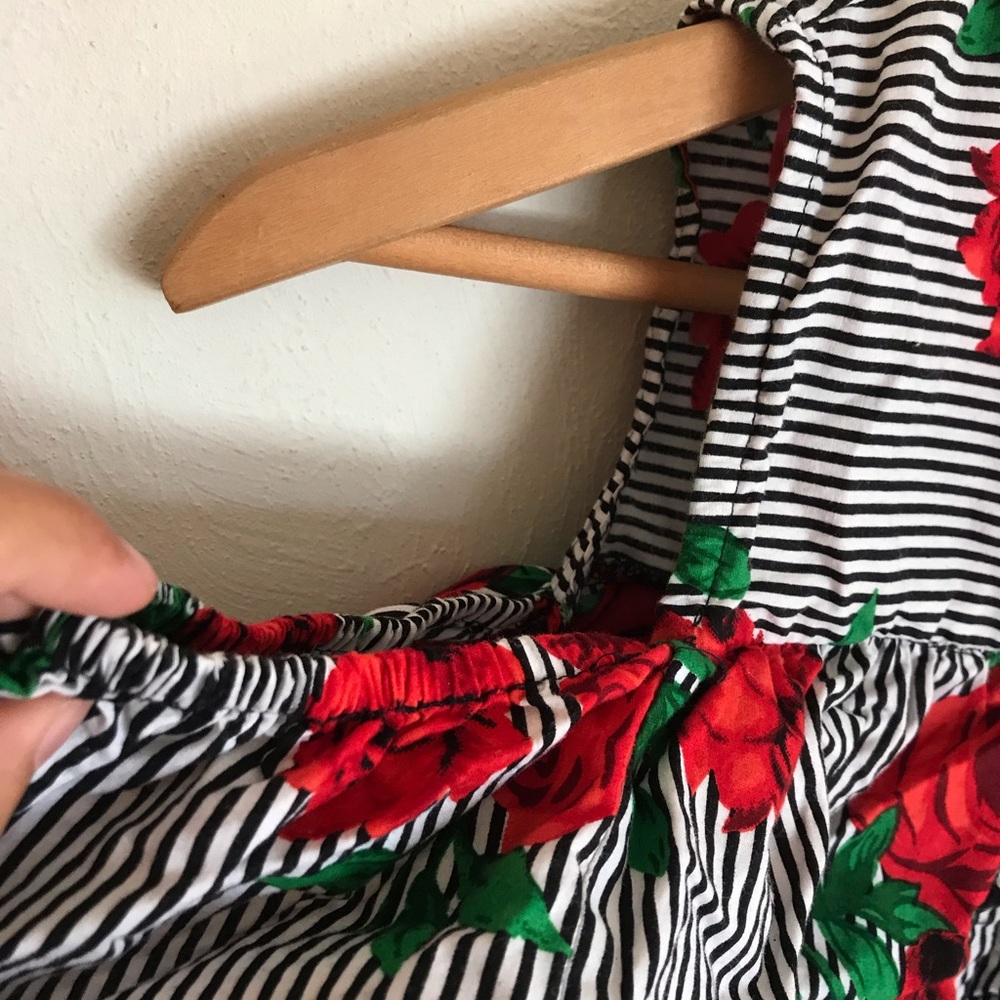 SOLD Floral Striped Cold Shoulder Tank Small - Picture 5 of 7